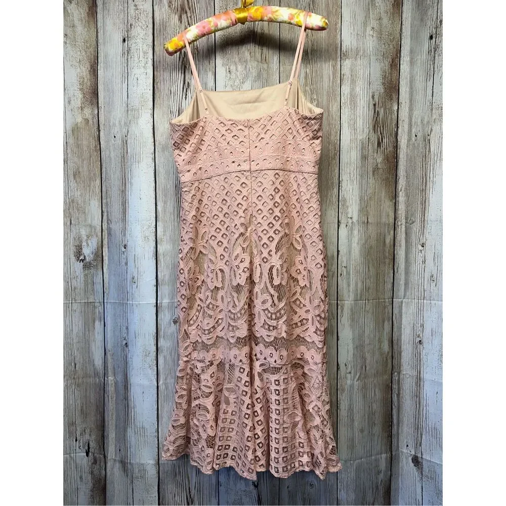 Lulu’s Unlimited Love Lace Trumpet Midi Dress Dusty Pink Wedding Europe Size XL - Picture 3 of 8